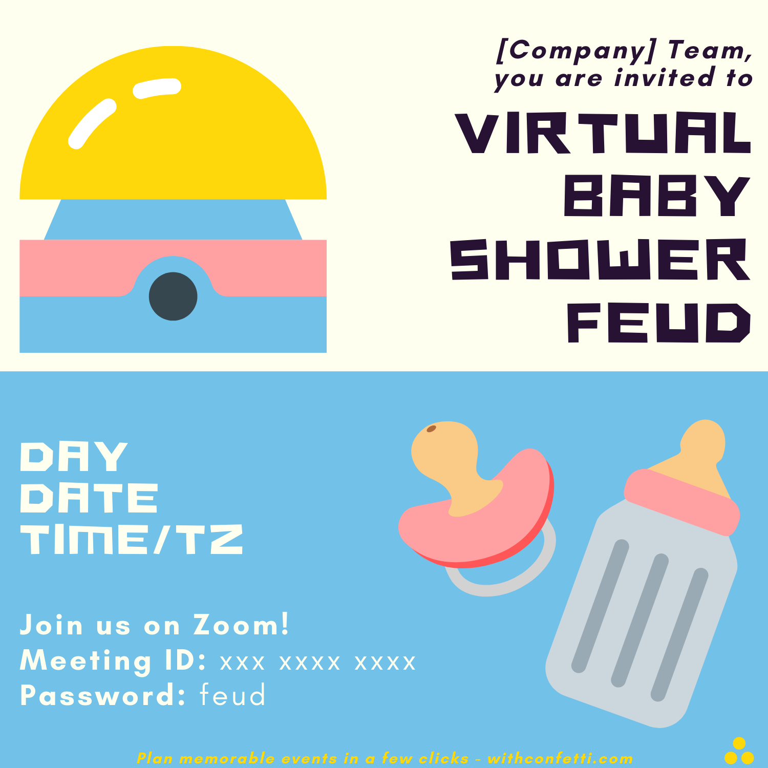 Virtual Baby Shower Feud Event Invitation Confetti 🎉